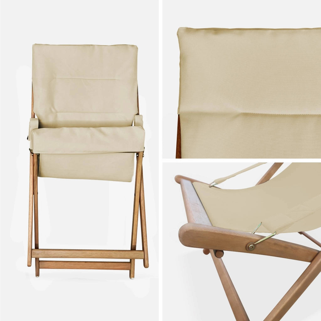 Set 2 lettini prendisole imbottiti in legno , beige