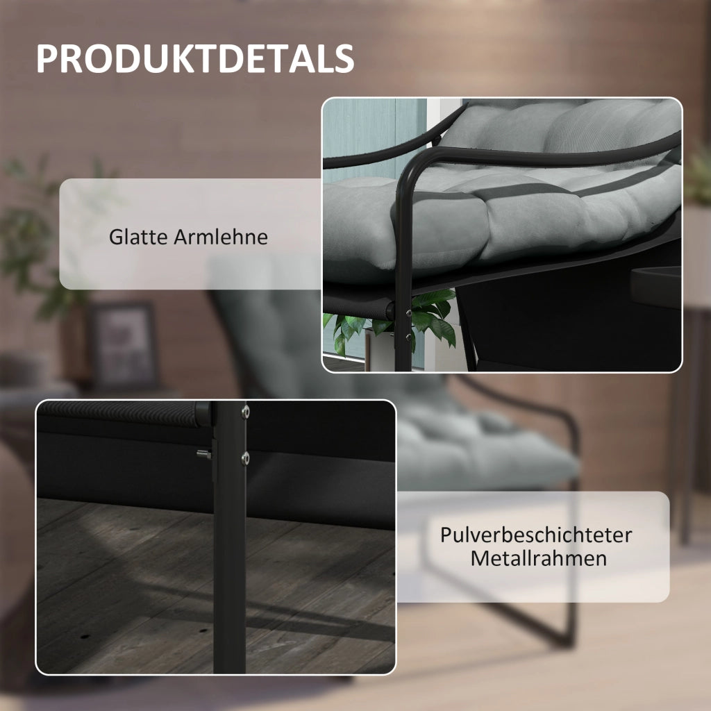 POLTRONA DA GIARDINO 62x110x88 cm Acciaio Grigio