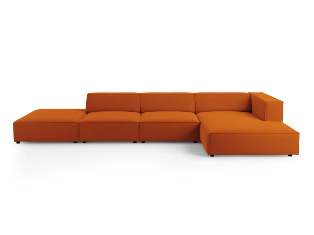 Cosmopolitan Design - Divano angolare destro "Arendal" 5 posti in velluto terracotta 