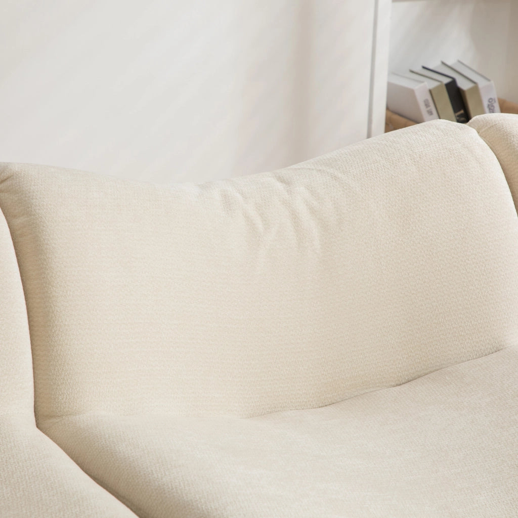 Divano compressato in ciniglia beige senza montaggio; con comfort effetto materasso