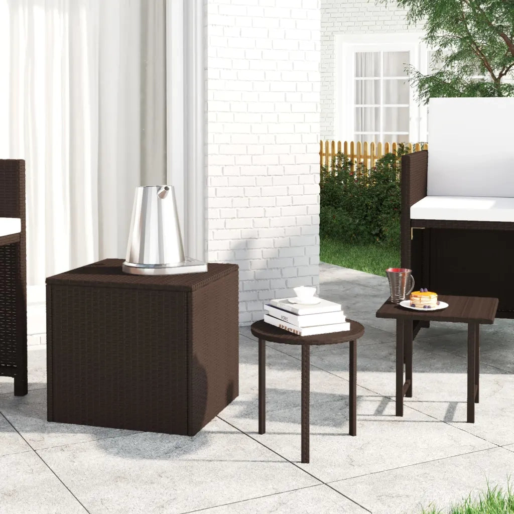 Tavolini 3 pz | Tavolo laterale Marroni in Polyrattan