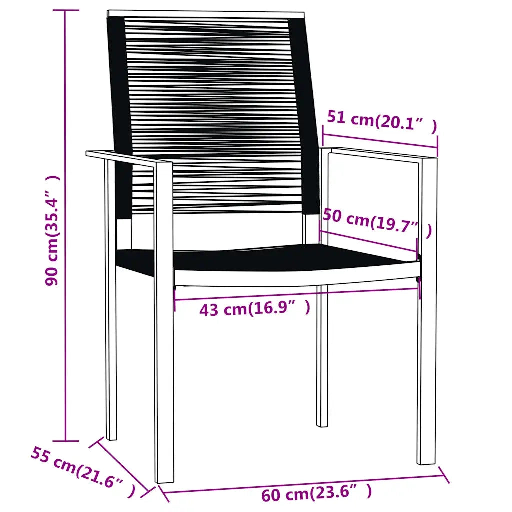 Set Mobili da Pranzo per Giardino 3 pz | Set Salotto da Giardino Nero