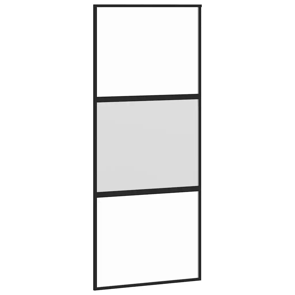 Porta Scorrevole Set Ferramenta Nera 90x205 cm Vetro Temperato