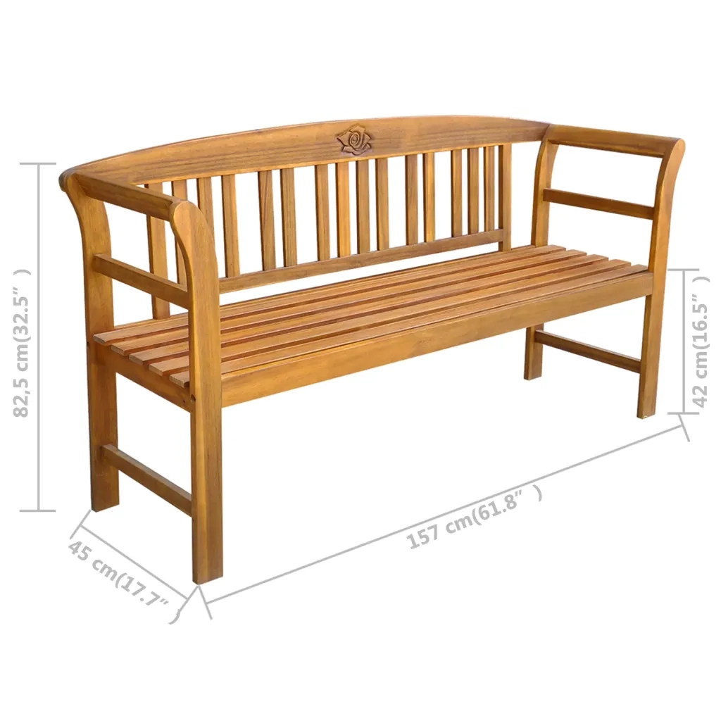 Panca da Corridoio-Sgabello-Panca da esterno 157 cm in Legno Massello di Acacia