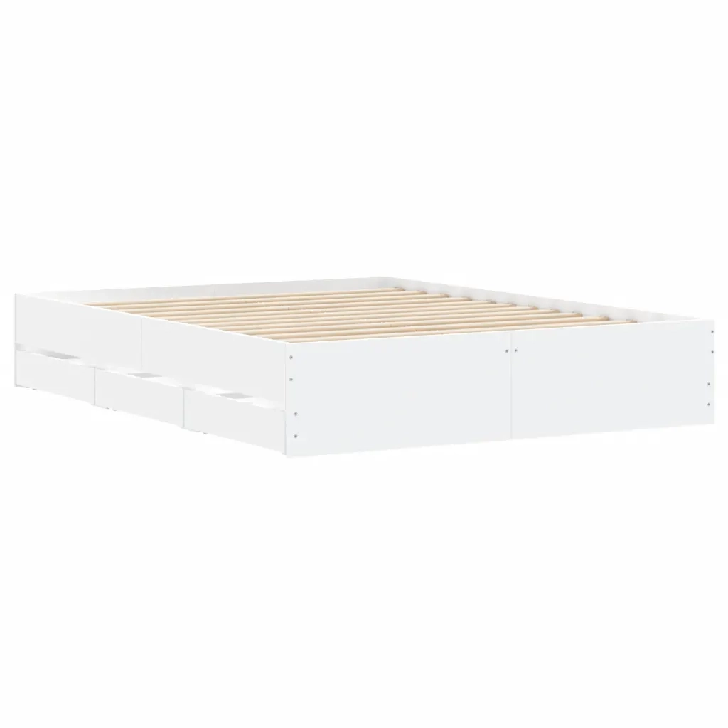 Giroletto con Cassetti Bianco 140x190 cm in Legno Multistrato 3207301