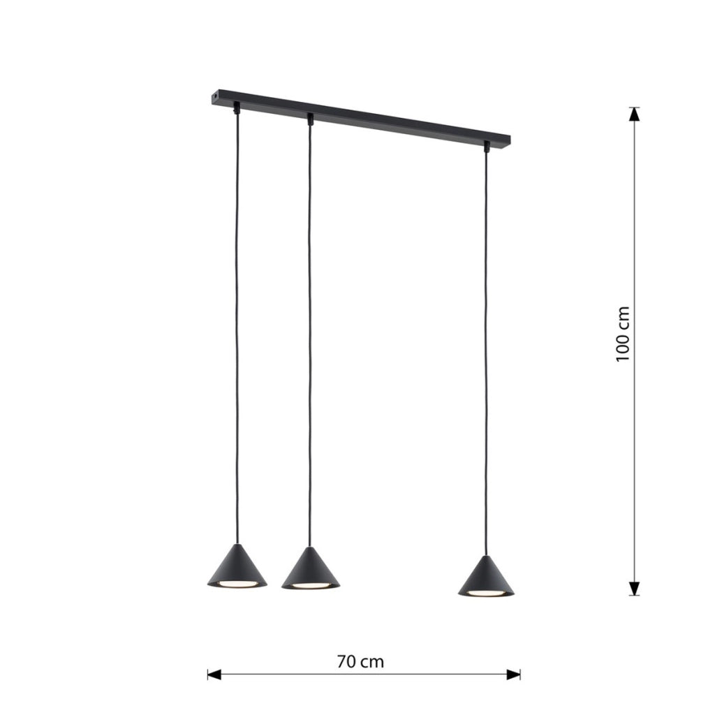 Lampada a sospensione ELIT 3 in acciaio nero opaco