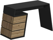 Scrivania Okaro, Antracite/quercia, 105 x 50 cm con 3 cassetti, adatto come postazione di lavoro per home office o camera dei ragazzi