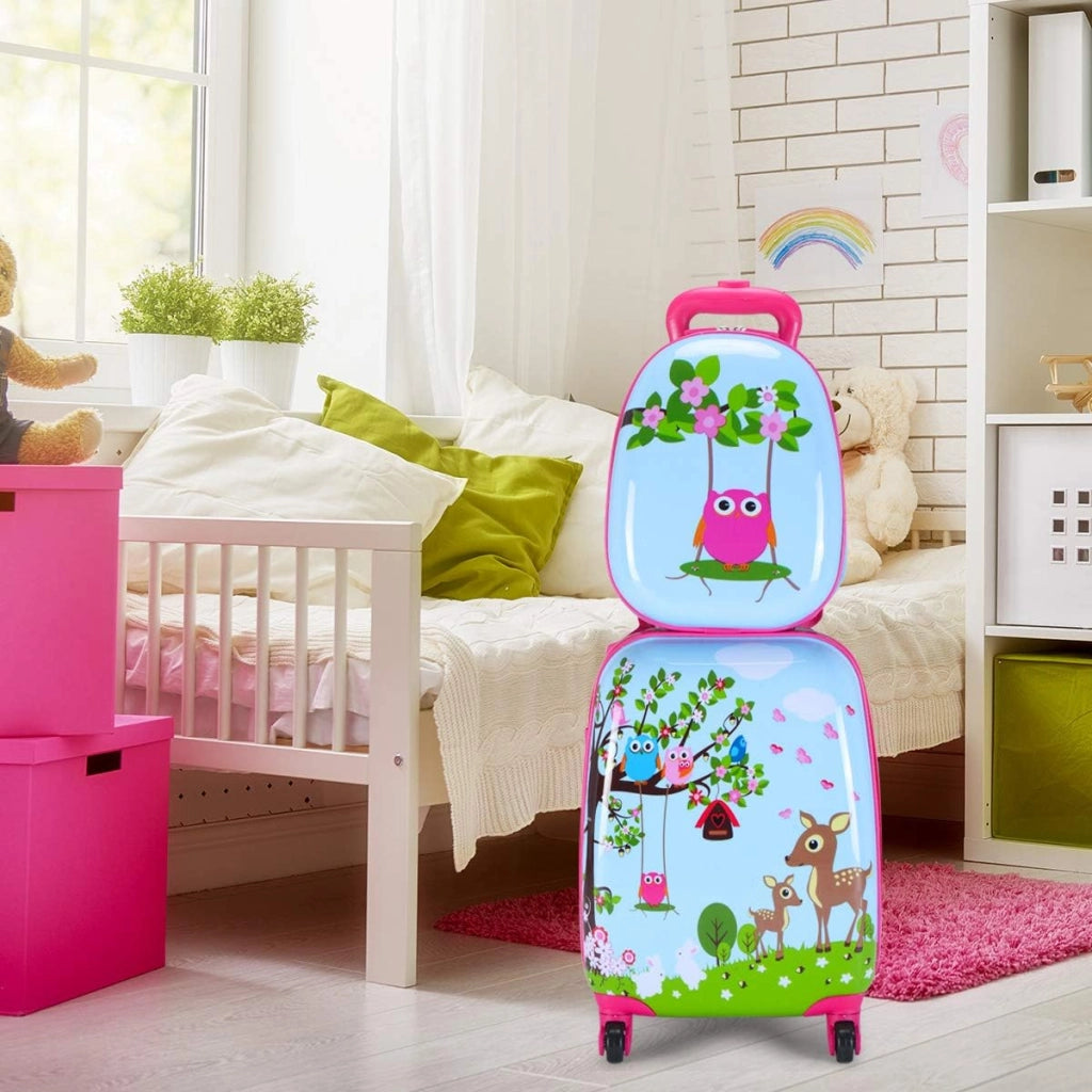 Set di Valigia per Bambini, 16" Valigia+ 12" Zaino, 2 Pezzi, con Ruote Girevoli a 360° e Maniglia Retrattile, Ideale per Viaggiare in Modo Comodo e Divertente (Modello 11)