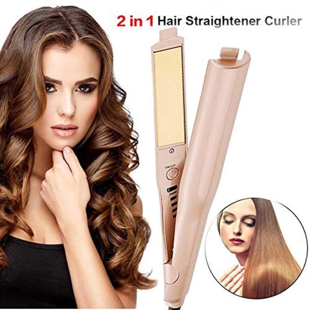 Trade Shop - Piastra Per Acconciatura Capelli 2in1 Ricci E Lisci Twistline Hair Curling Iron -