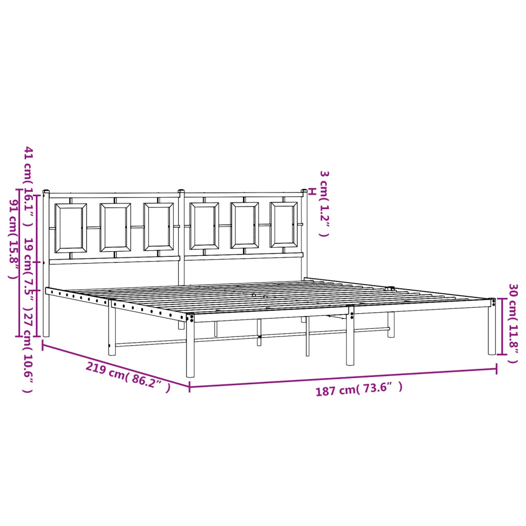Giroletto con Testiera Metallo Bianco 183x213 cm 374295