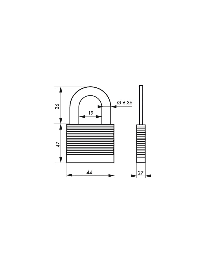 Lucchetto laminato Protector arco acciaio al molibdeno 44mm, alta resistenza, 2 chiavi - THIRARD