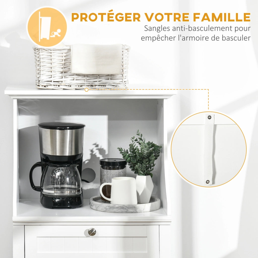 Armadio per microonde da cucina ¨C zephmum ¨C Bianco 60x40x122.5 cm MDF