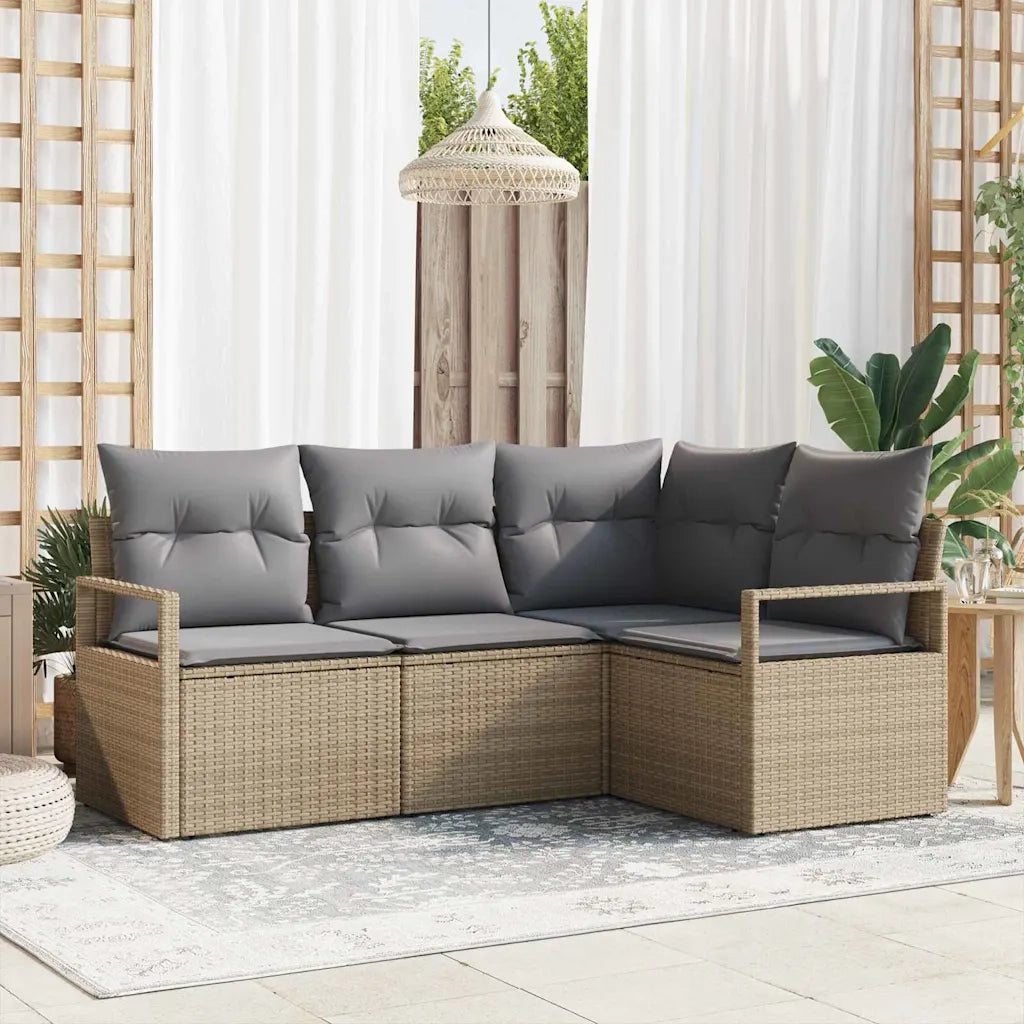 Set di divani 4 pcs Beige polyrattan
