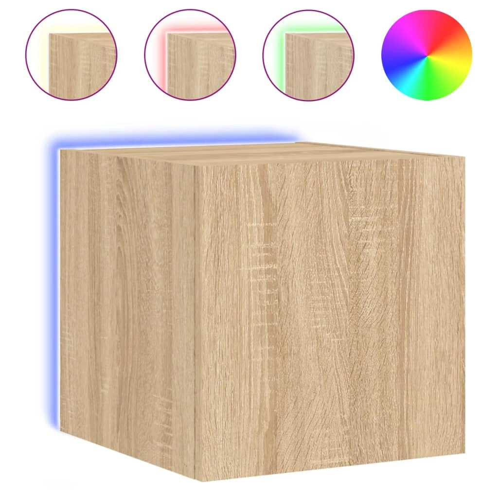 Mobile TV multimediale da parete mensola TV credenza TV sala da pranzo soggiorno camera da letto luci LED 2 pezzi rovere Sonoma 30,5 x 35 x 30 cm marrone 02_0029171
