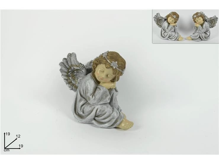 Decorazione Casa Angelo Seduto con Corona di Stelle 19 cm