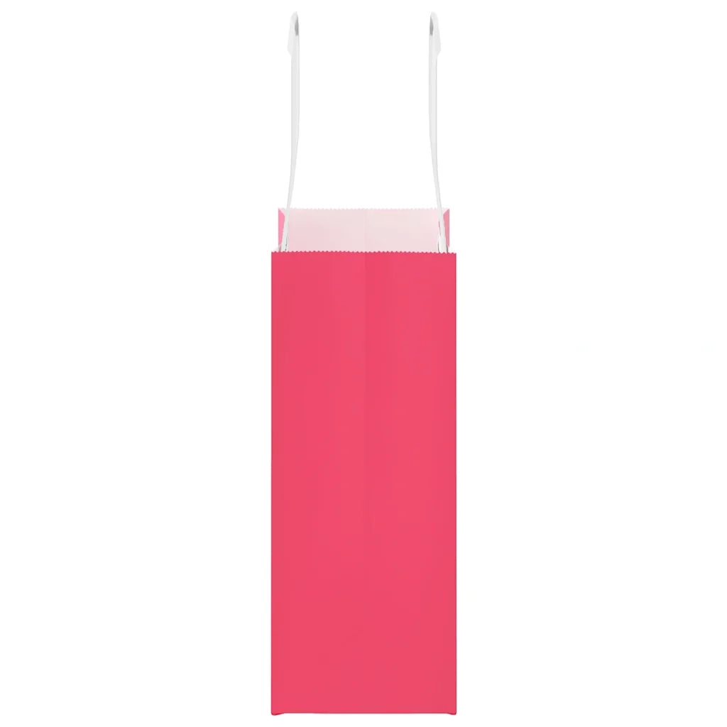 vidaXL Sacchetti di Carta 250 pz con Manici Rosa 15x8x21 cm