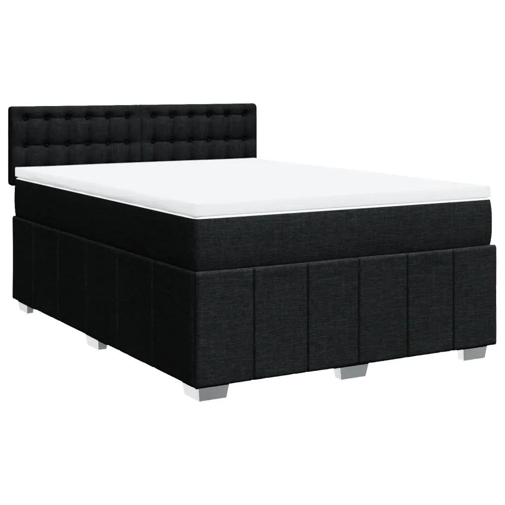 Giroletto a Molle con Materasso Nero 160x200 cm in Tessuto