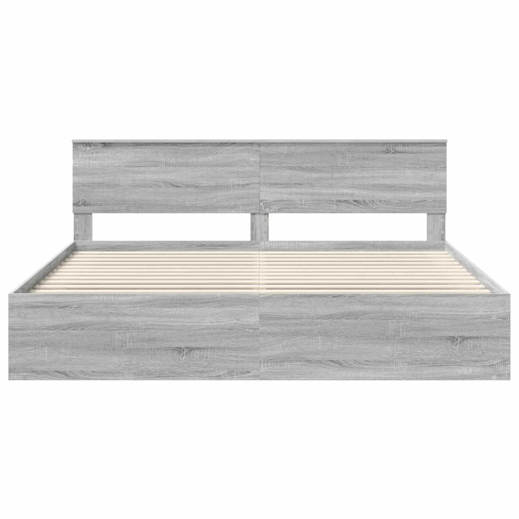 Struttura del letto-Giroletto Grigio Sonoma 200 x 200 cm Pino massello 913567