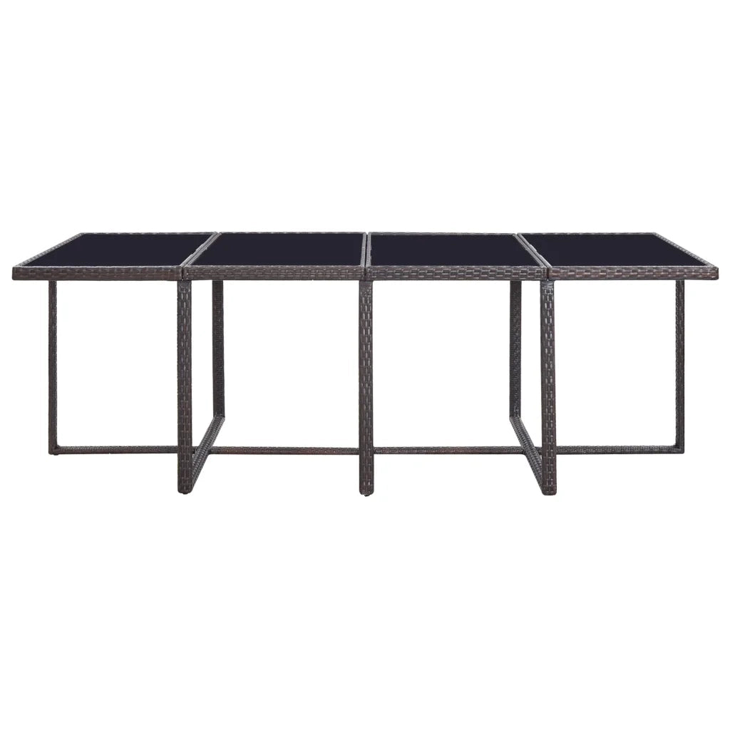Set da Pranzo da Giardino 13 pz con Cuscini Polyrattan Marrone cod mxl 38889