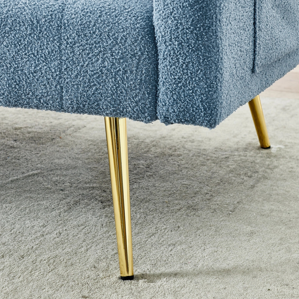 Divano 2 posti con schienale regolabile a 3 livelli in teddy blu