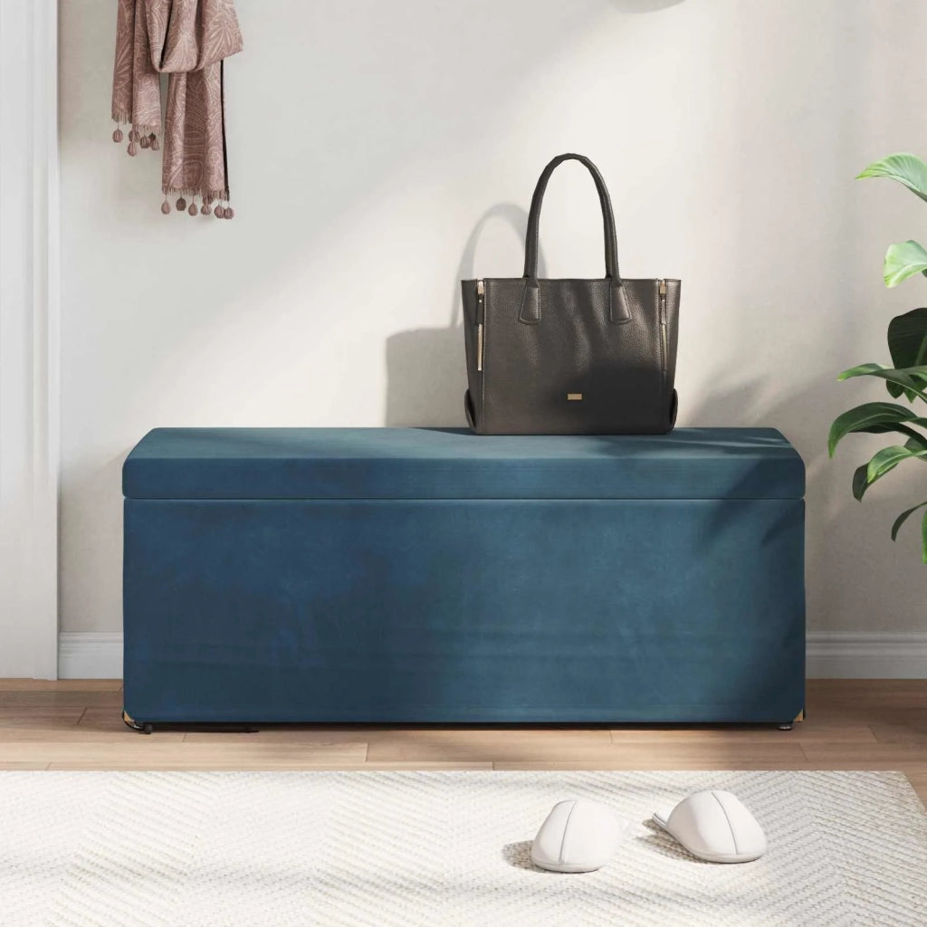 Pouf Blu 101 x 41 x 40 cm Velluto e Legno Ingegnerizzato