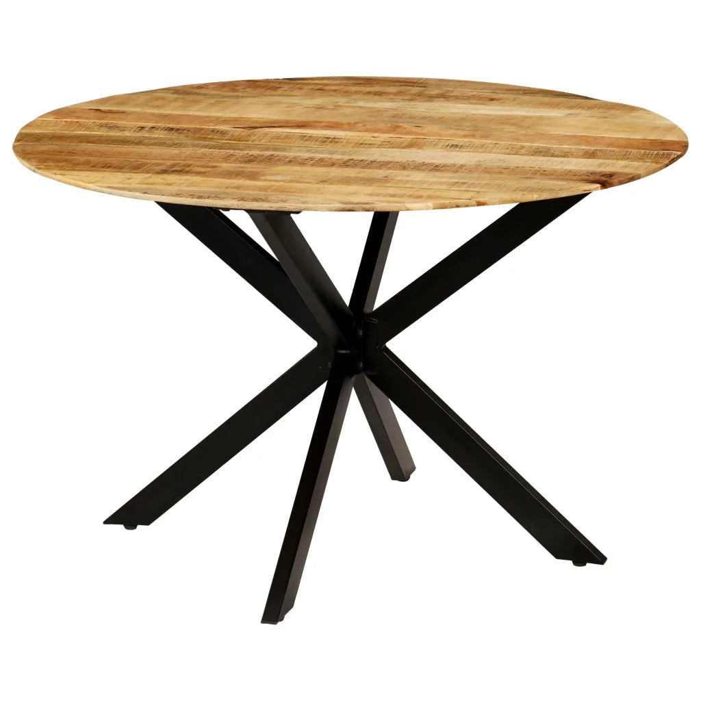 Tavolo da Pranzo in Massello di Mango Grezzo e Acciaio 120x77cm cod mxl 29854