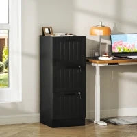 Cassettiera compatta con 3 cassetti, serrature e guide regolabili, 40 x 40 x 101 cm, nero