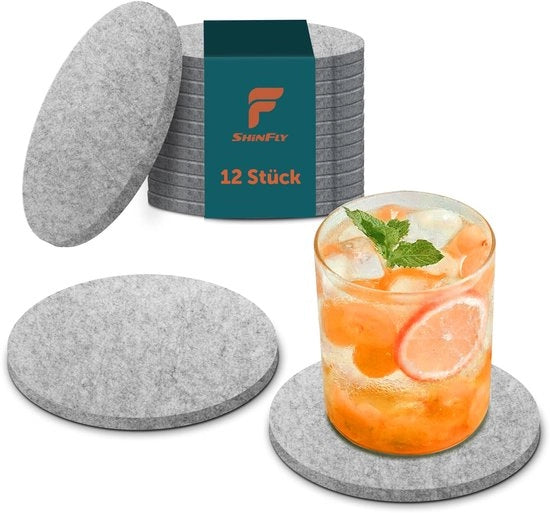 Set di 12 Sottopanchine per bicchieri, Sottopanchine Ronde in Velluto per bicchieri, Sottopanchine Antiscivolo Resistenti al Calore e Lavabili, Sottopanchine per bicchieri, Bicchieri, Calici