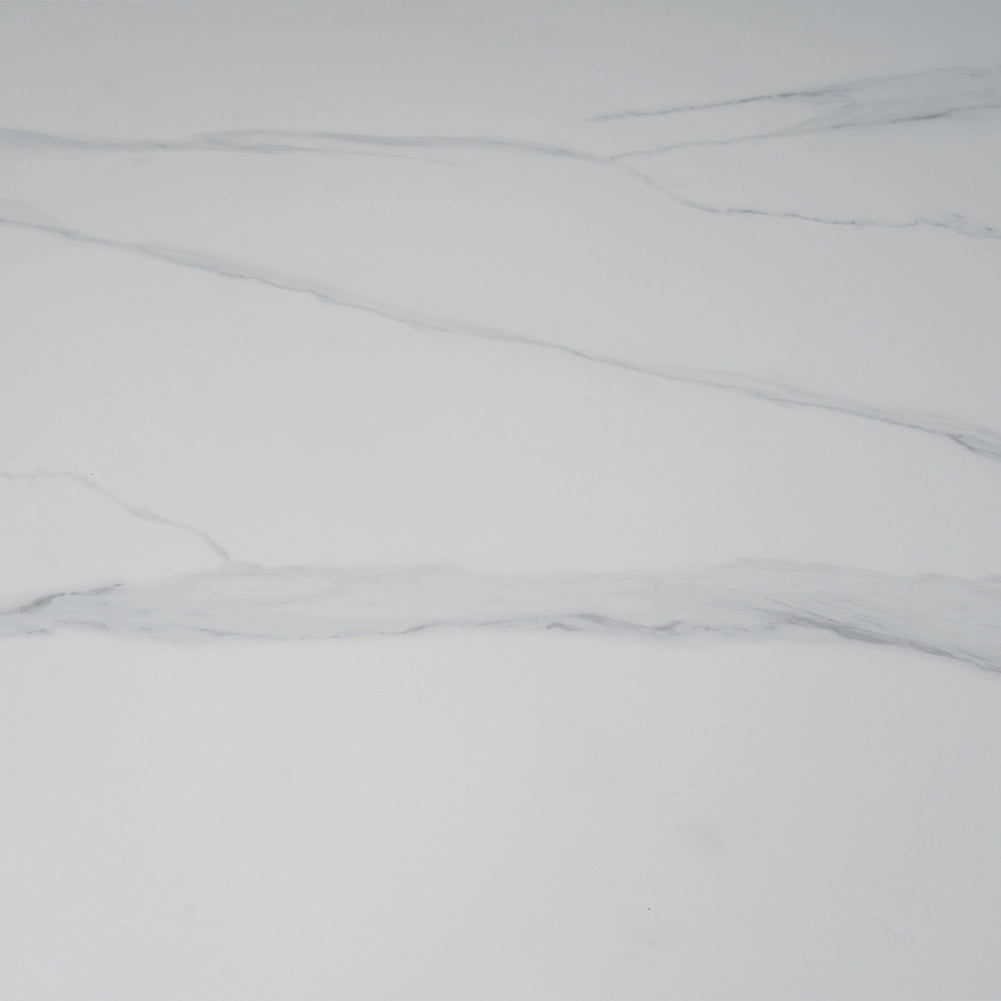 Tavolo Allungabile Rotante Ceramica Effetto Marmo Bianco 6-8 Posti Salvaspazio