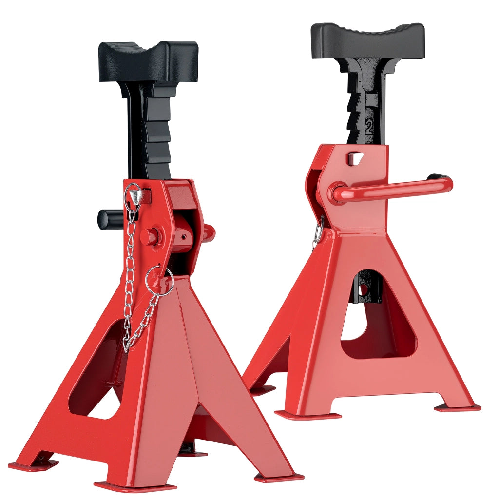 2 cavalletti auto, capacità di carico di 6 tonnellate l'uno, cavalletti di sostegno, altezza di sollevamento di 39-60,3 cm, con protezione in gomma e perno di sicurezza