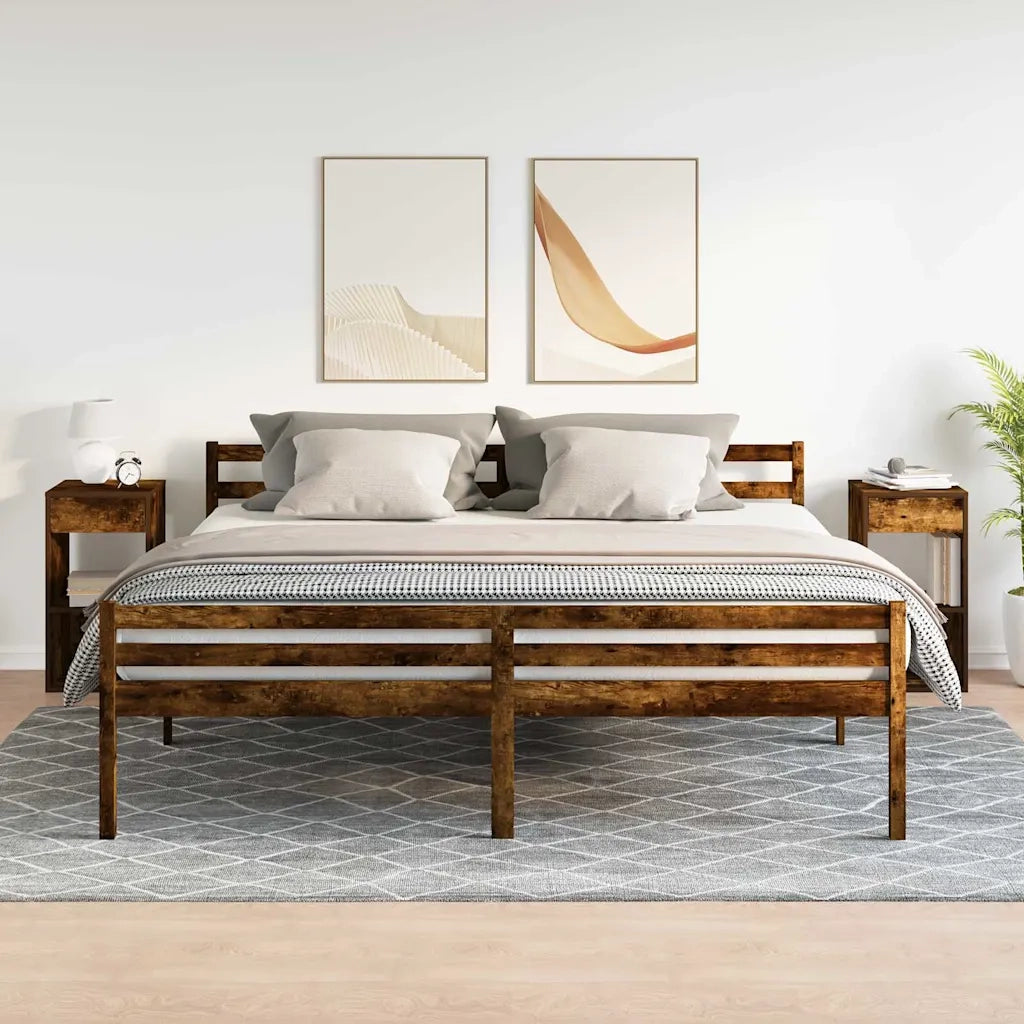 Set di 2 Comodini | Armadio da Notte | Mobiletto da notte con Cassetto Rovere Fumo 35x34x66,5 cm