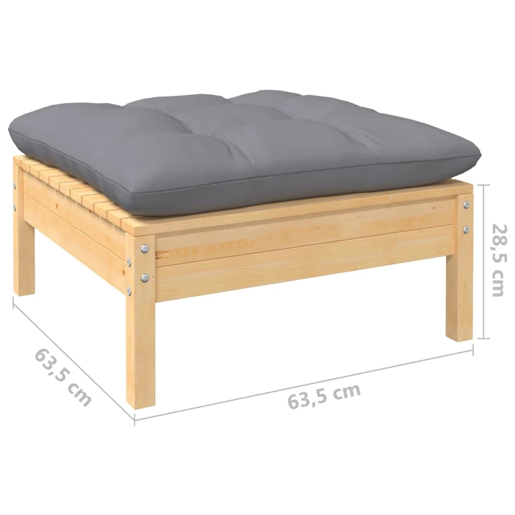Set di mobili da giardino per esterni 9 pezzi con cuscini grigio legno di pino massiccio 02_0017990