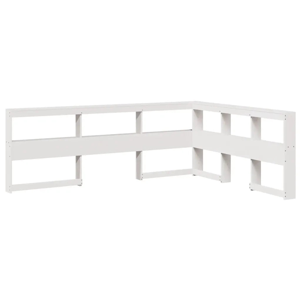 Letto Libreria senza Materasso-Struttura Letto con contenitore Bianco 150x200 cm Legno di Pino 213887