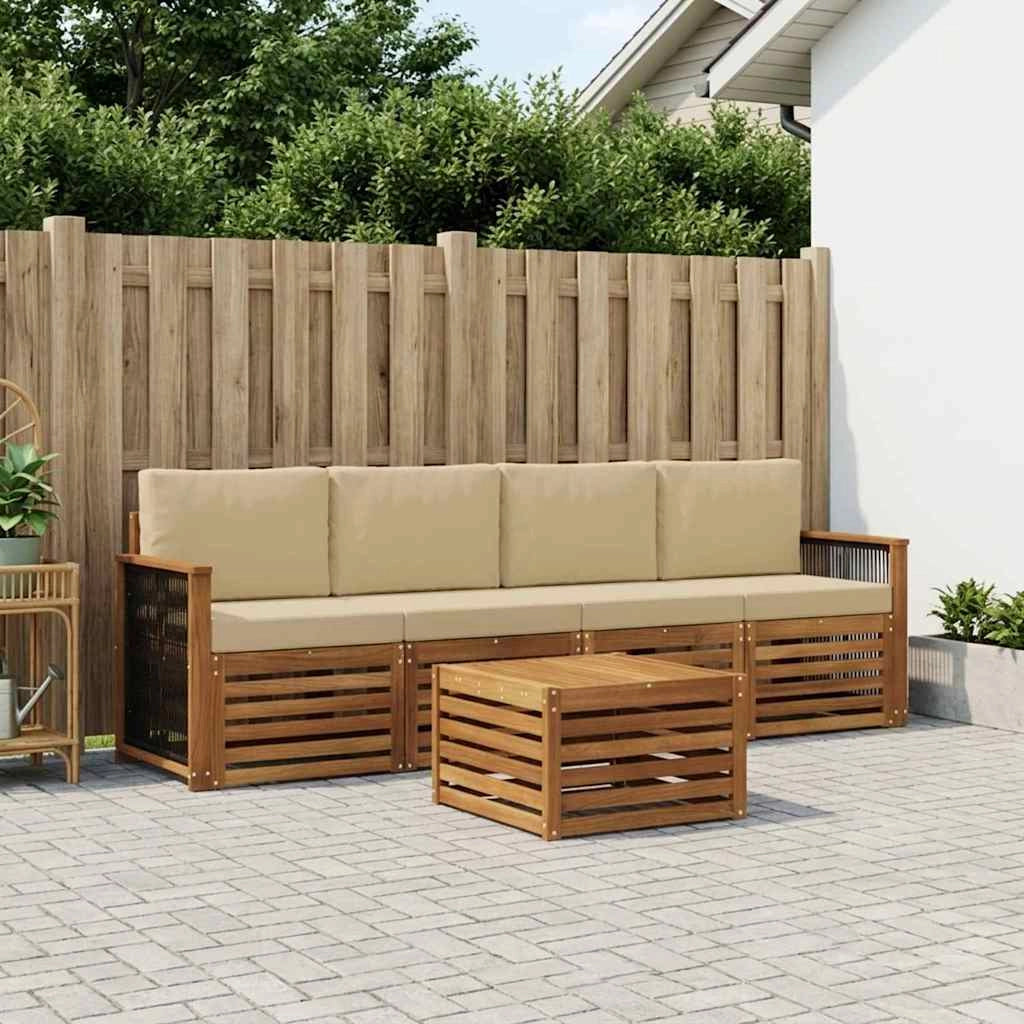 Set di divani da esterno 5 pz Naturale e Beige 3383994
