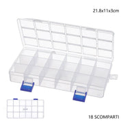 Trade Shop - Scatola Portaoggetti 18 Scomparti Pratica Scatola Contenitore Dim 21.8x11x3 Cm -