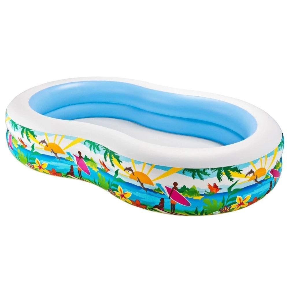 Trade Shop - Piscina Gonfiabile Paradise 262 X 160 X 46 Cm 2 Anelli Terrazzo Giardino -