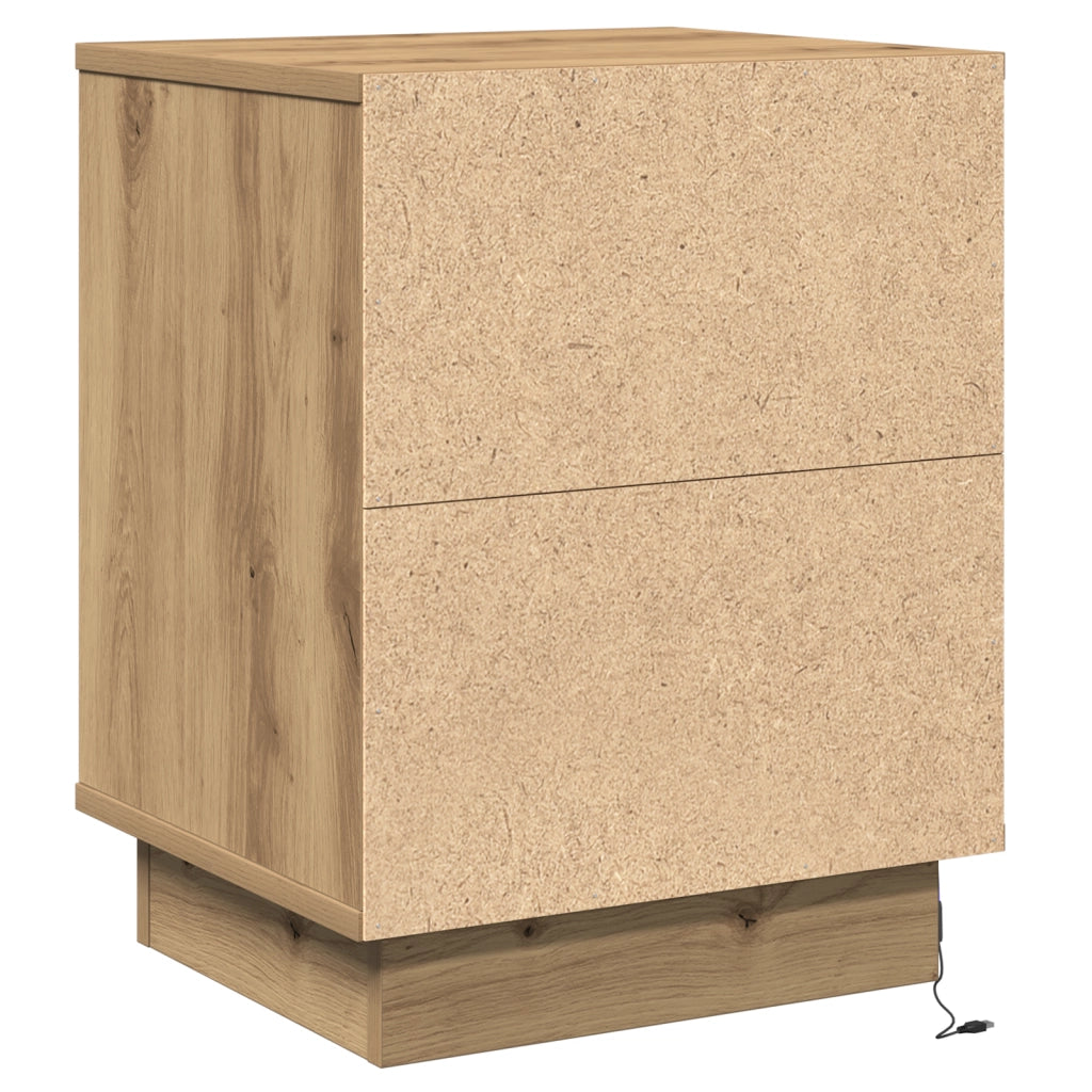Comodino con luci LED Rovere Artisan 39x34,5x50 cm