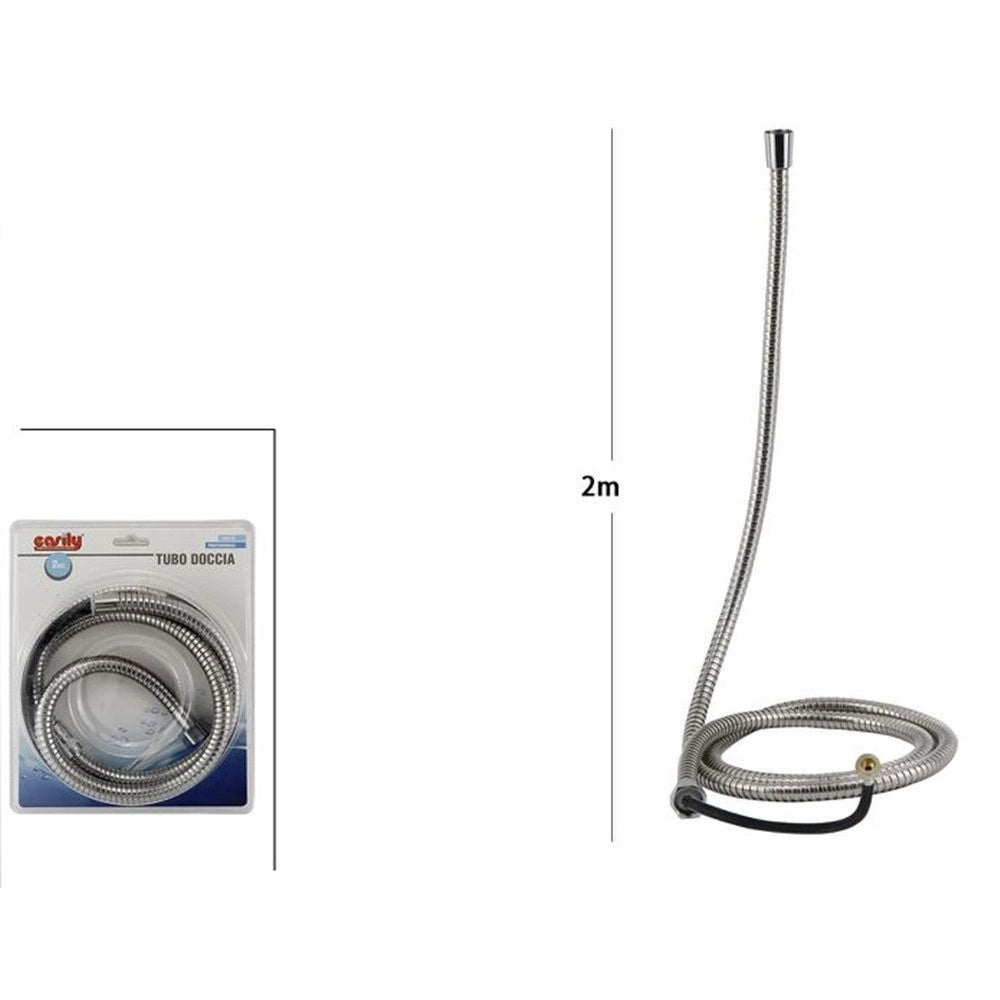 Trade Shop - Tubo Flessibile Doccia In Acciaio Con Sistema Sicurezza Antiscoppio 2 Mt Bagno 69224 -