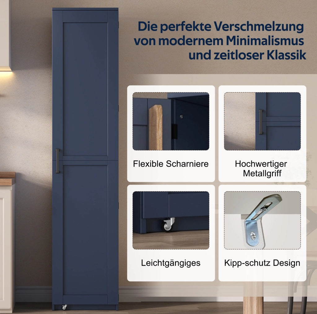 Armadio alto salvaspazio blu in MDF 40 x 40 x 183 cm