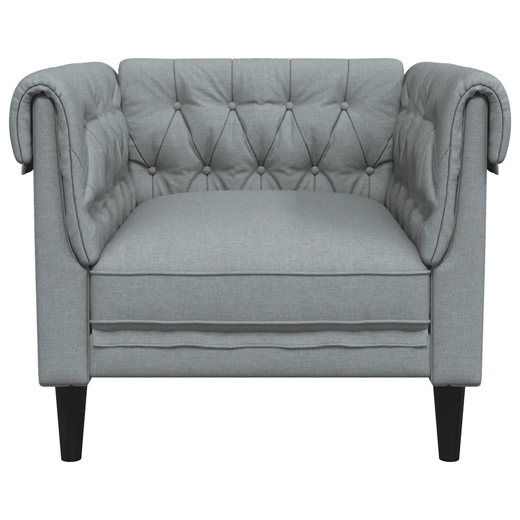 Poltrona Chesterfield Grigio Chiaro in Tessuto 372538