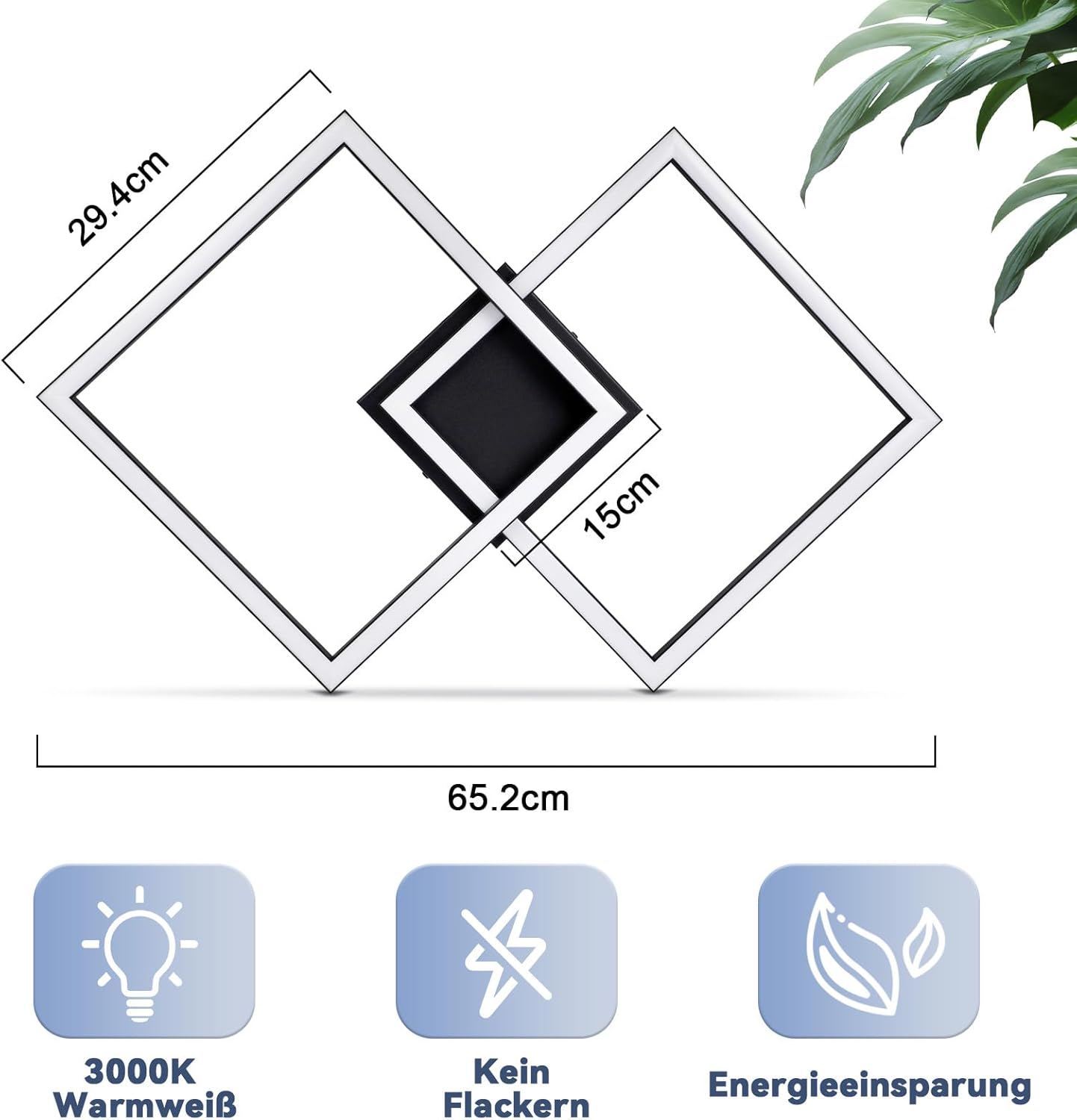 ZMH Lampada da soffitto plafoniera LED moderna 24W bianca calda design per cucina