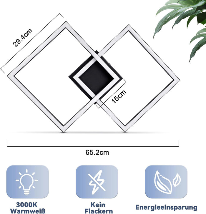 ZMH Lampada da soffitto plafoniera LED moderna 24W bianca calda design per cucina