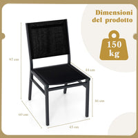 Sedia da Pranzo per Giardino, Sedia Pranzo in Tessuto Textilene, Sedia da Patio senza Braccioli con Schienale, Telaio in Alluminio Resistente, Portata 150 kg (1)