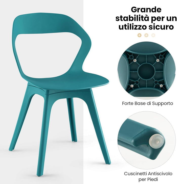 Set di 4 Sedie da Pranzo, Sedie per Cucina 4 Pezzi, Sedie Moderne Laterali per la Sala da Pranzo, Soggiorno e Sala d'Attesa, Facile da Montare