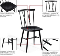 Set di 2 Sedie da Sala Pranzo, Sedie Senza Braccioli da Interno ed Esterno con Altezza della Seduta 43,5 CM e Schienale a Doppia X, 2 Sedie da Cucina, Salotto e Sala da Pranzo