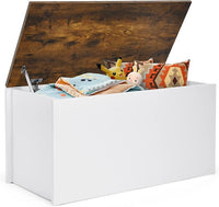 Cassapanca Porta Giochi per Bambini, Scatola di Giocattoli in Legno 2 in 1 con Coperchio, Cassapanca Contenitore da Cameretta Soggiorno Ingresso, 90x45x45,5 cm