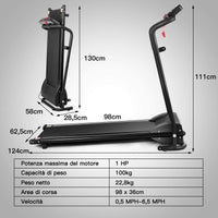 Tapis Roulant Elettrico Pieghevole 10km/h, 12 Programmi Regolabile, Professionale, per Casa e Ufficio, Nero 400W