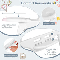 4 in 1 Seggiolone per Bambini, Seggiolone Papa con Vassoio Regolabile, Sedia da Terra per Bambini con Poggiapiedi, pert Bambini 6-36 Mesi (Bianco)