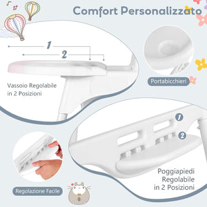 4 in 1 Seggiolone per Bambini, Seggiolone Papa con Vassoio Regolabile, Sedia da Terra per Bambini con Poggiapiedi, pert Bambini 6-36 Mesi (Bianco)