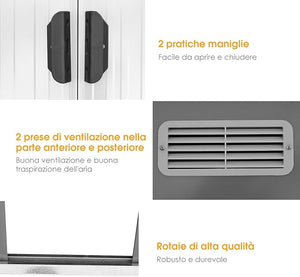 Casetta da Giardino Porta Attrezzi in Lamiera Acciaio Zincato, con Sfoghi, Ante Scorrevoli e Maniglie, Capanno da Esterno per Cortile, Giardino e Fattoria, 238 x 131 x 181 cm